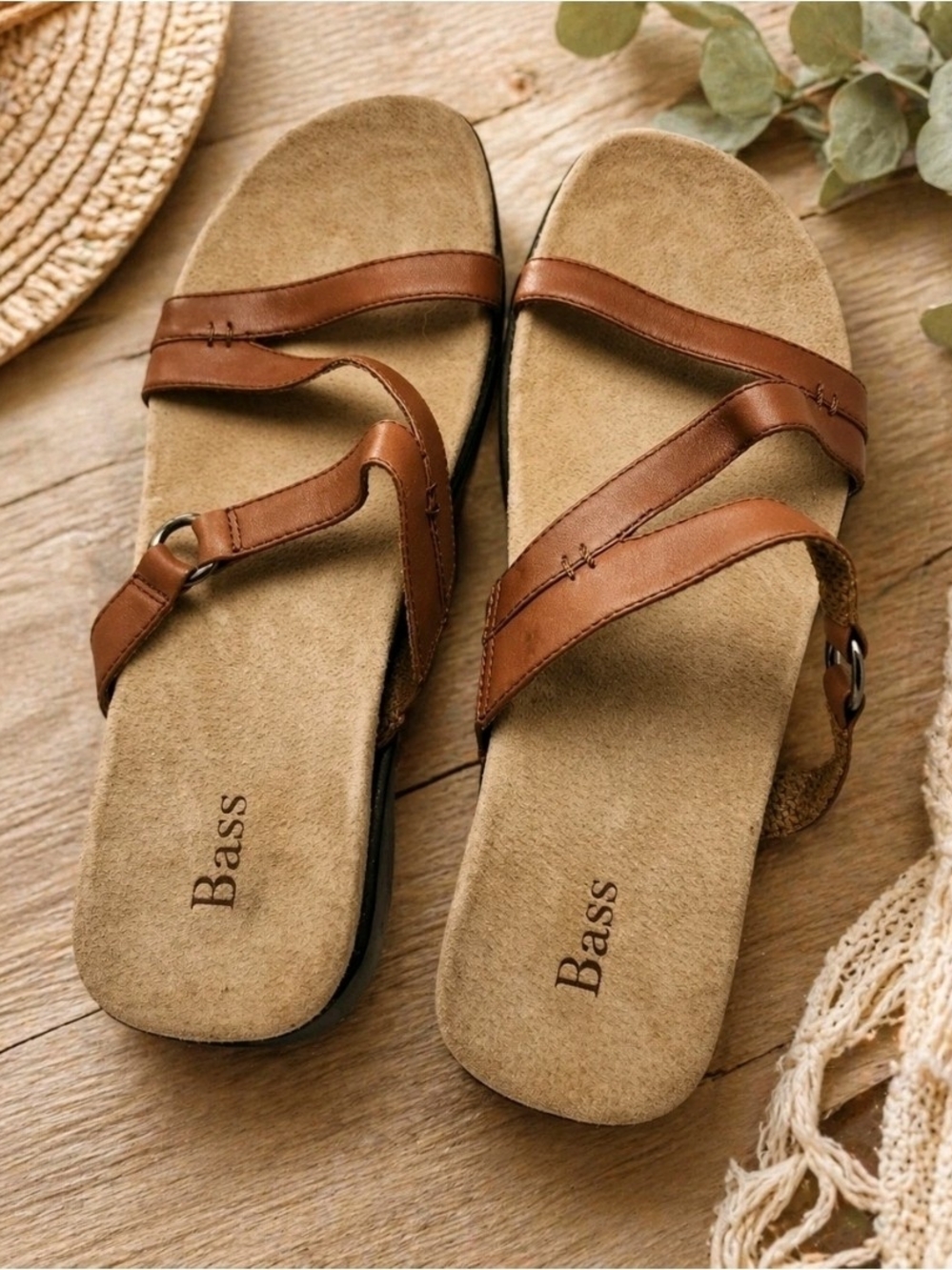 Bass Leather Sandals Size 8 Noelle Boho Festival Vintage  Beach Resort Earthy